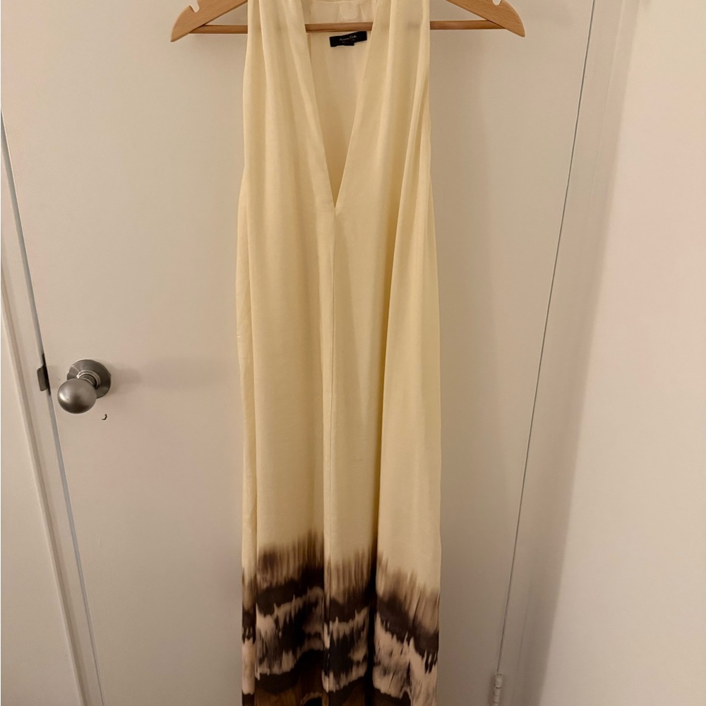 Massimo Dutti Cream Maxi Halter Dress